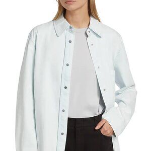 VINCE Twill Snap-Front pale blue denim Overshirt TOP size XS
